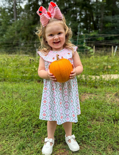 Hand Smocked Grandmillennial Pink Pumpkin Dress