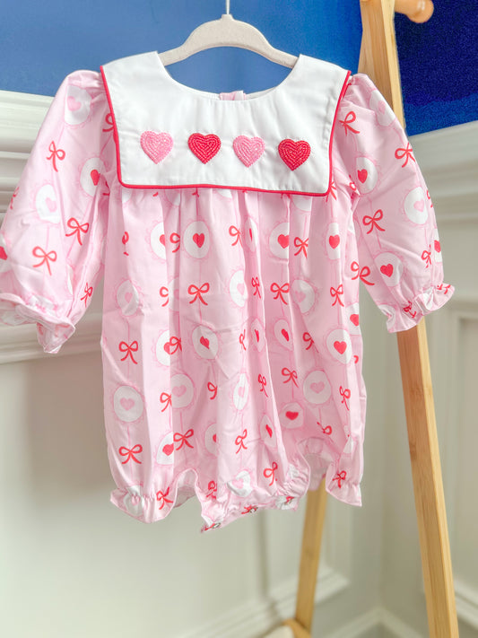 Pink and Red Beaded Heart Bubble Vday
