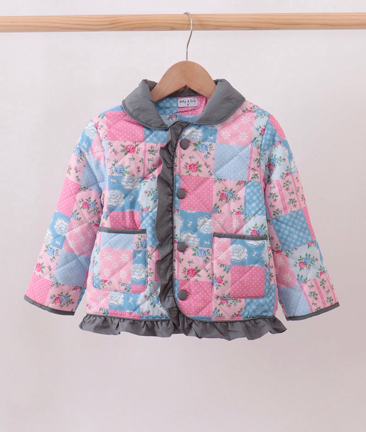 Pink and Blue Floral Ruffle Coat