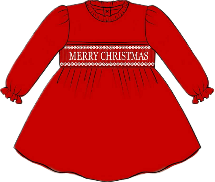 Red MERRY CHRISTMAS Pearl Dress