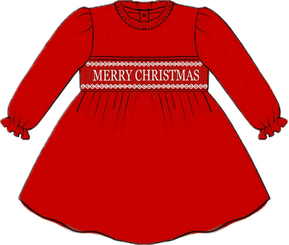 Red MERRY CHRISTMAS Pearl Dress