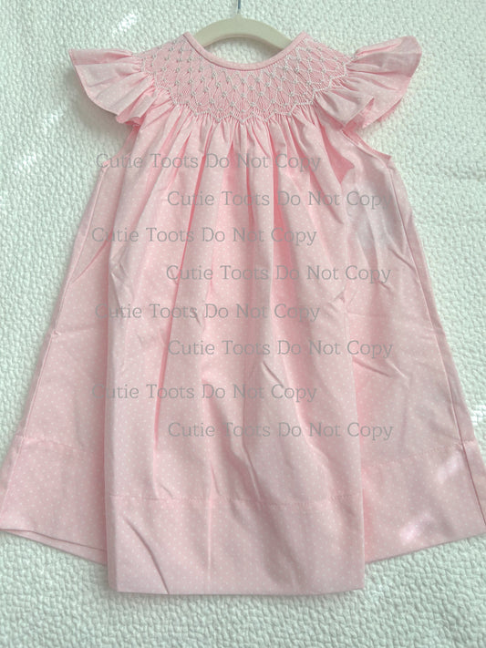 Hand Smocked Pink Pearl Dress
