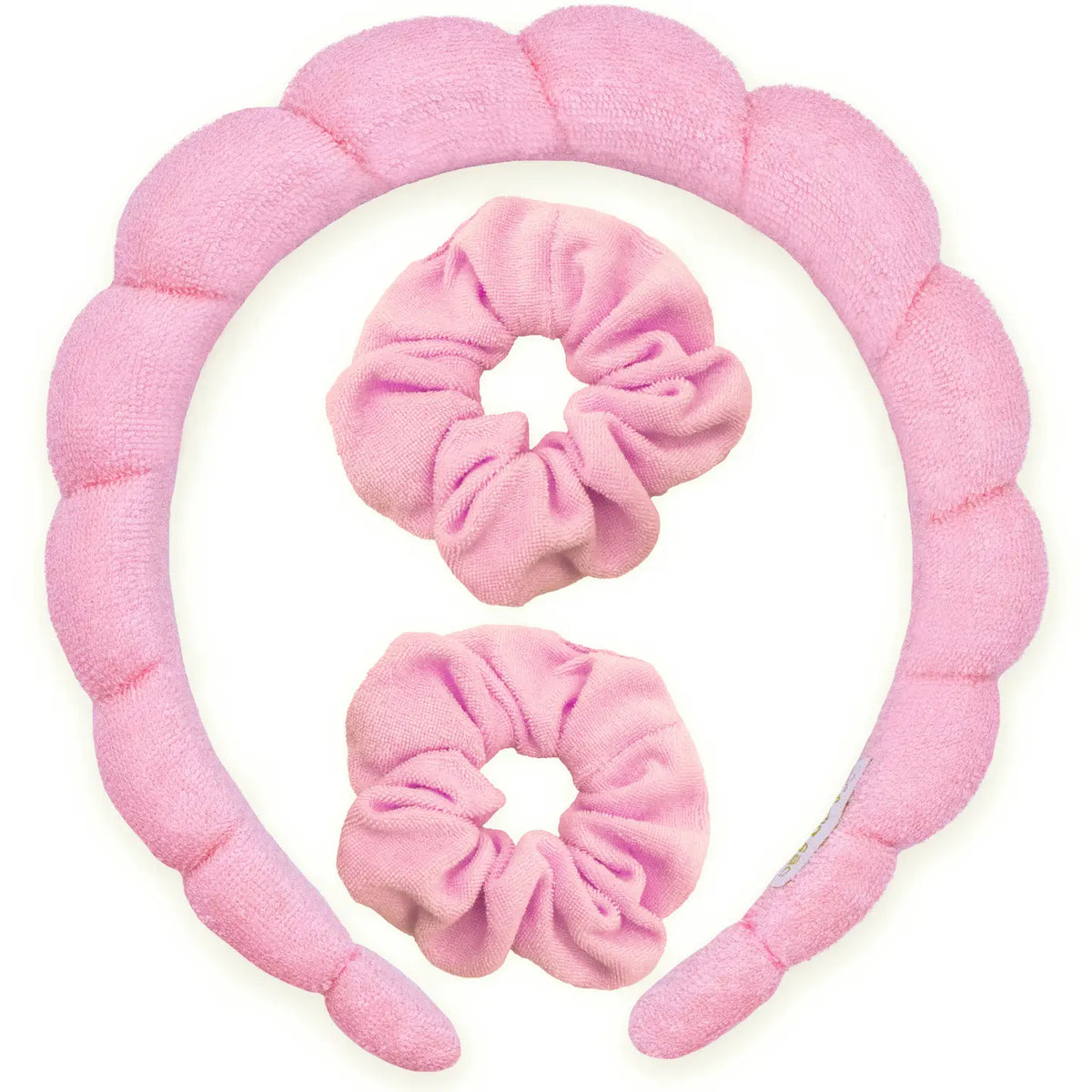 Spa Headband - Skincare Headband & Scrunchie Wristband Set LIGHT PINK