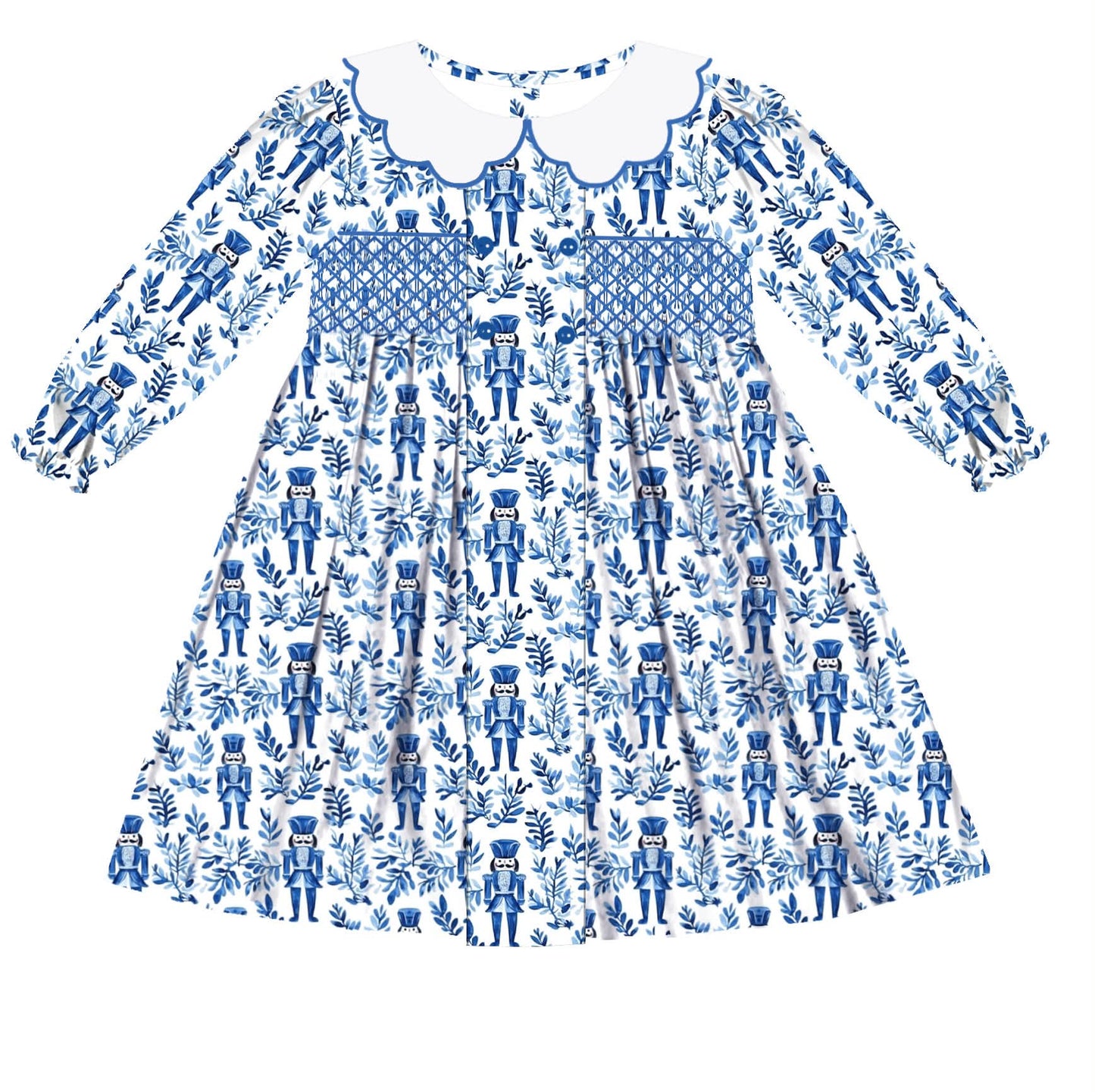 Preorder - Hand Smocked Blue Winter Nutcracker / Ships early Oct