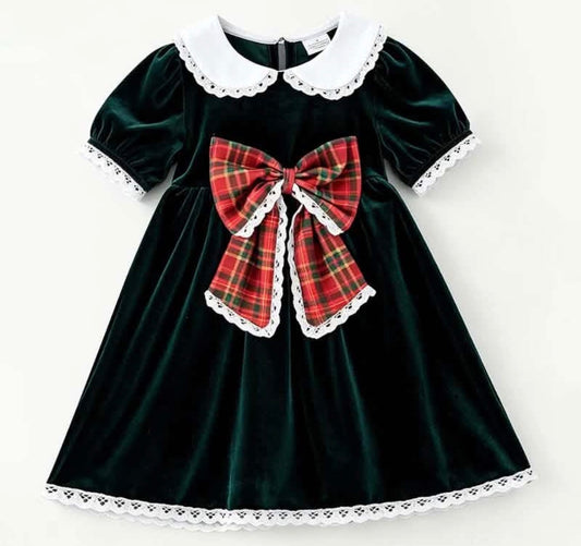 Preorder - green velvet Christmas dress / ships Sept