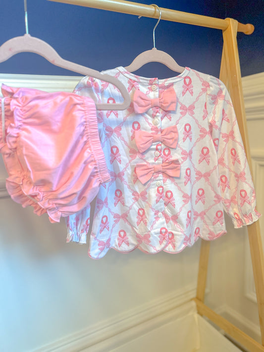 Bow back ribbon awareness diaper set