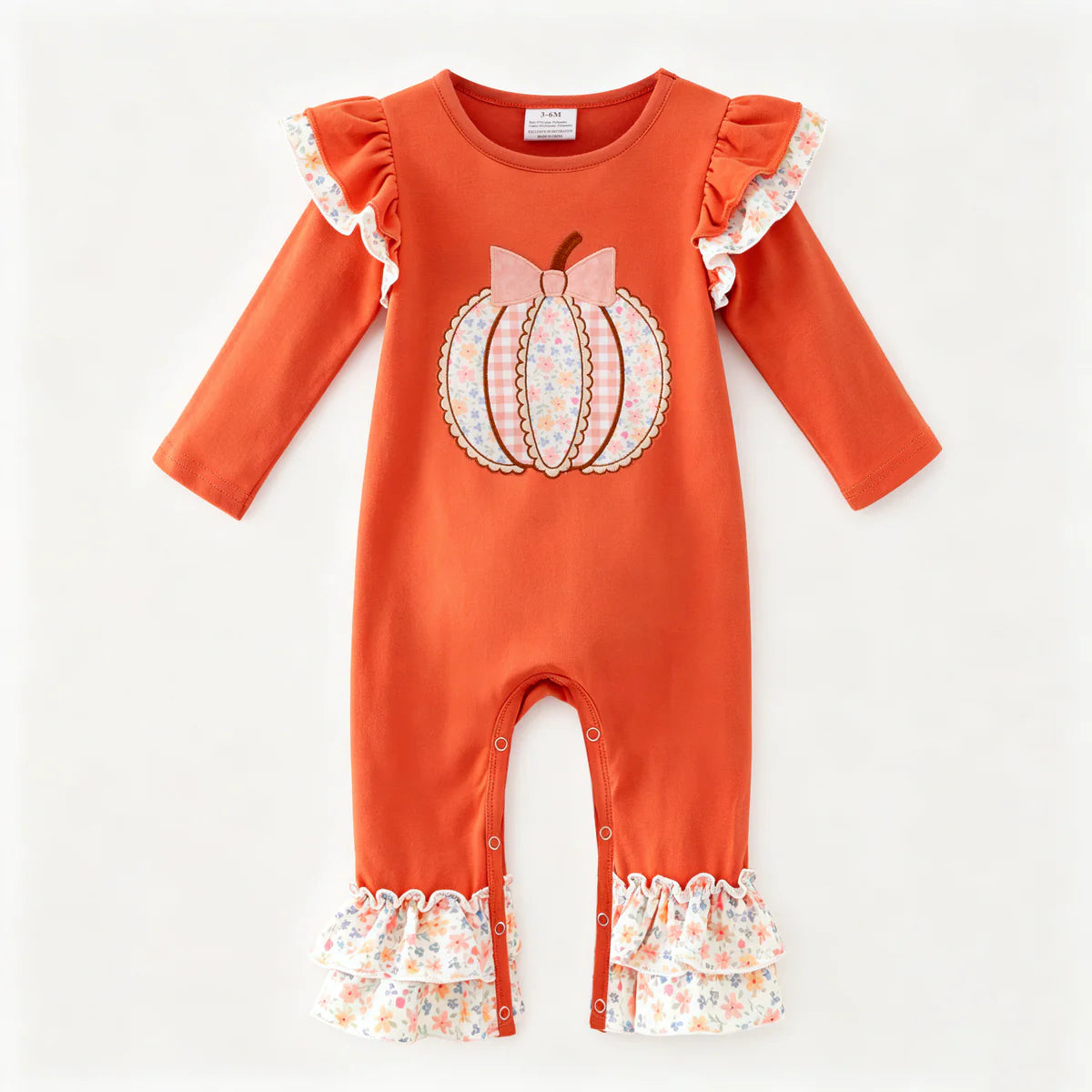 Orange Floral Pumpkin Pant romper