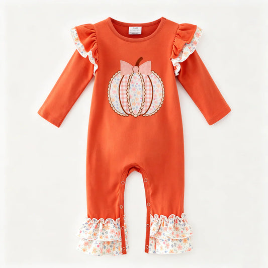Orange Floral Pumpkin Pant romper
