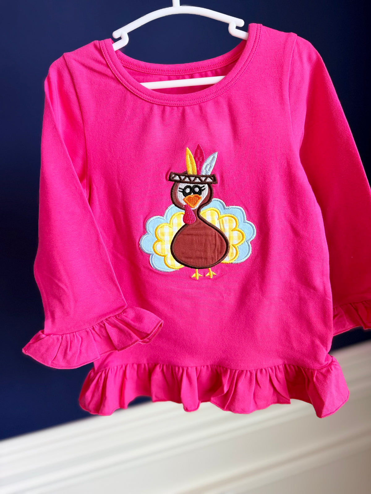 Pink Applique Turkey Shirt