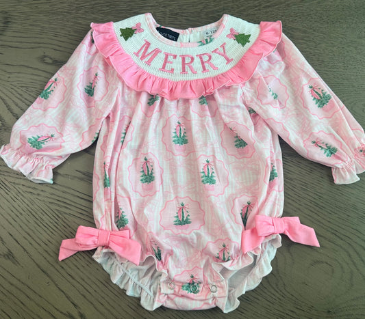 MERRY Pink Christmas Tree Bubble