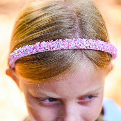 Thin Sequin Headband - Non Slip Hair Accessories For Kids PINK