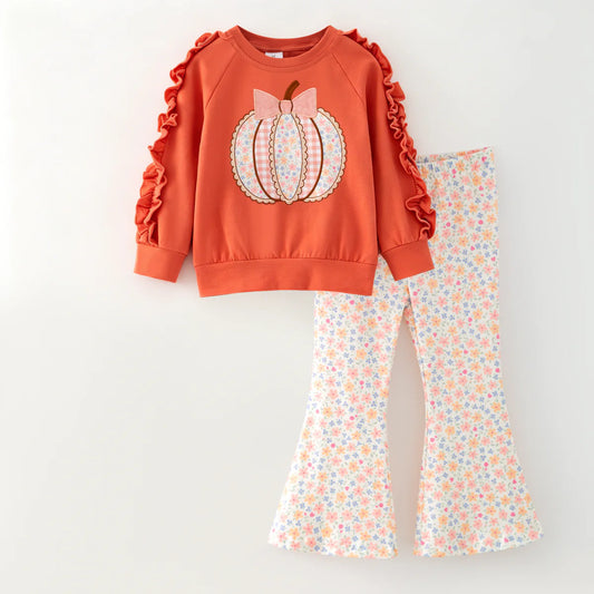 Orange Floral Pumpkin Pant set