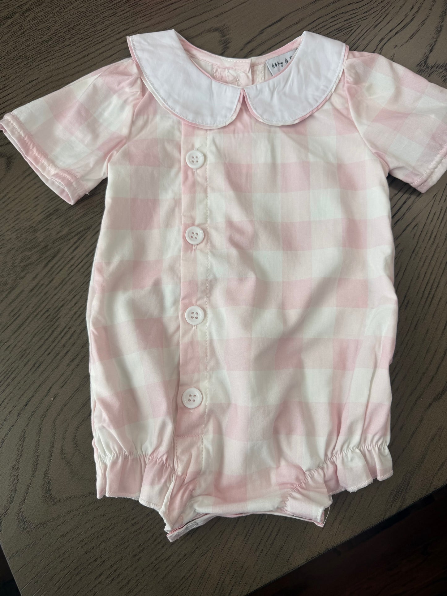 Pink check collared bubble