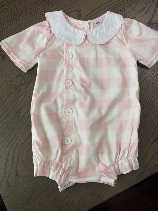Pink check collared bubble