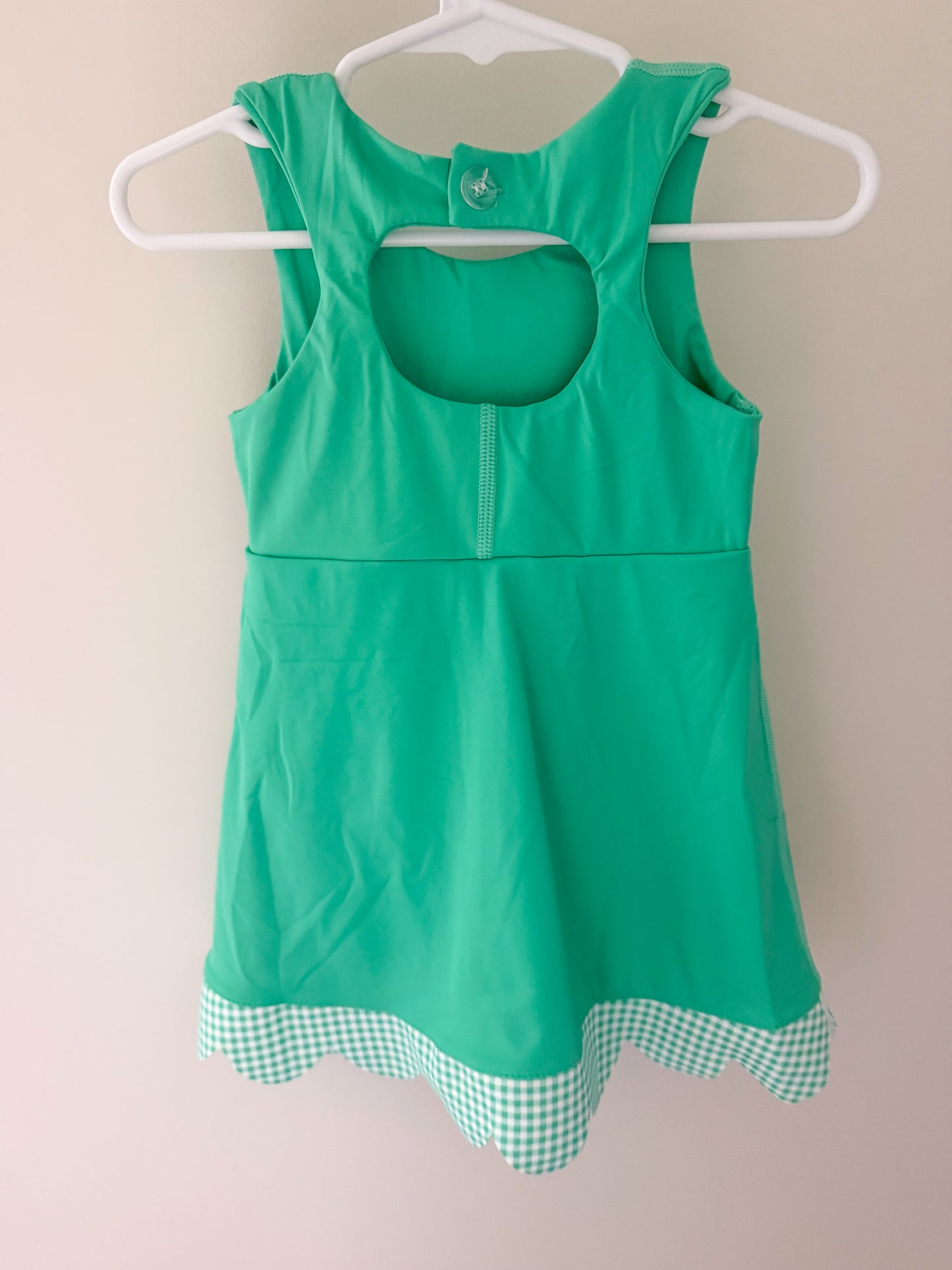 Green / gingham bow athletic dress