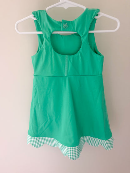 Green / gingham bow athletic dress