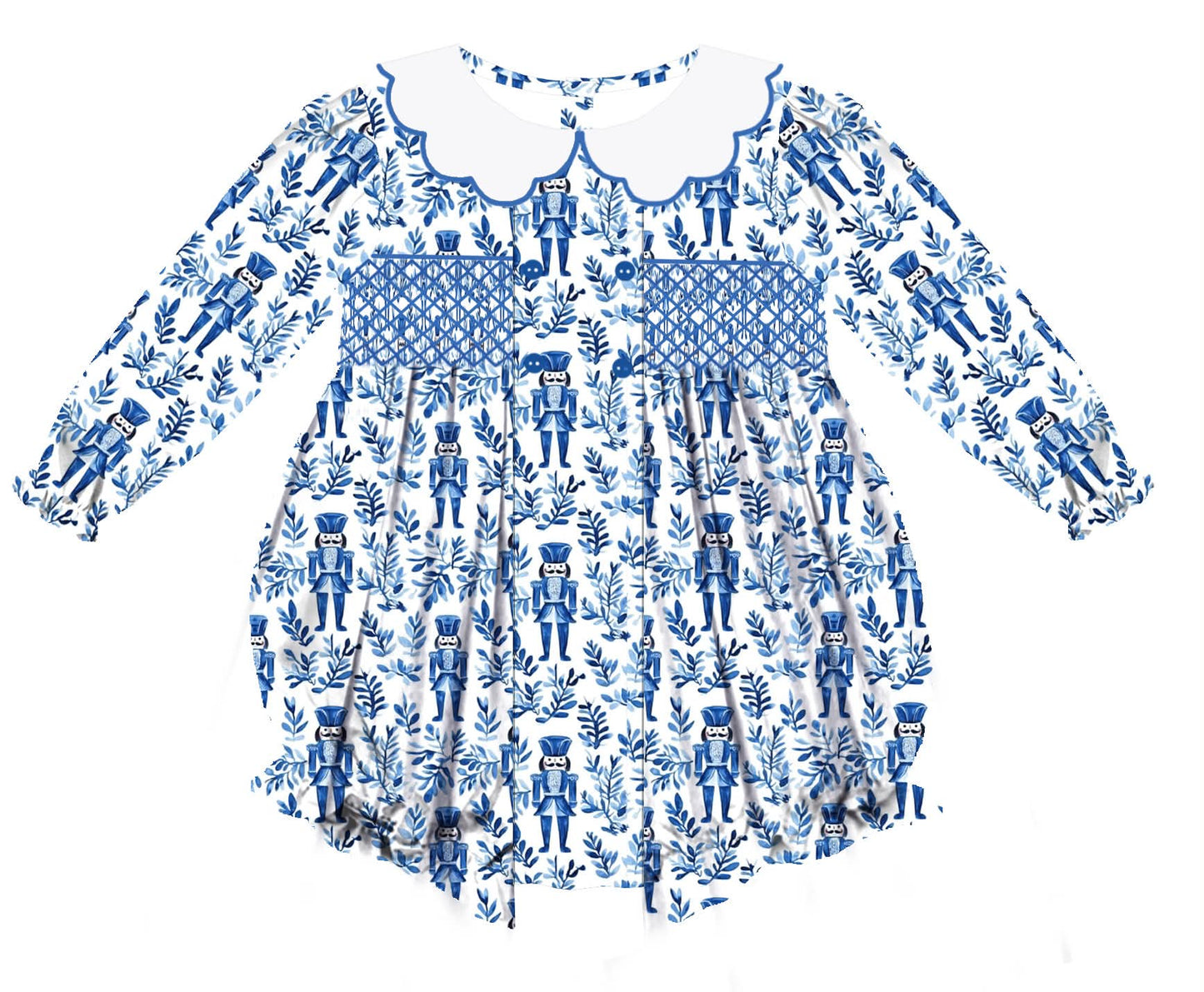 Preorder - Hand Smocked Blue Winter Nutcracker / Ships early Oct