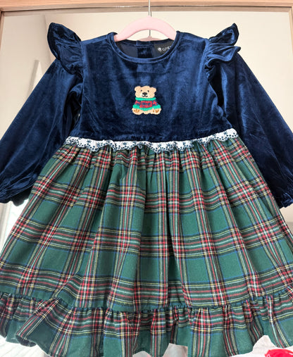 Hand Embroidered Winter Teddy Bear Dress