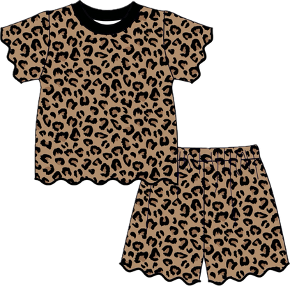 Preorder - Scalloped leopard short set / ships late July