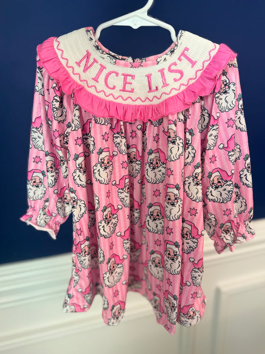 NICE LIST Pink Santa Dress