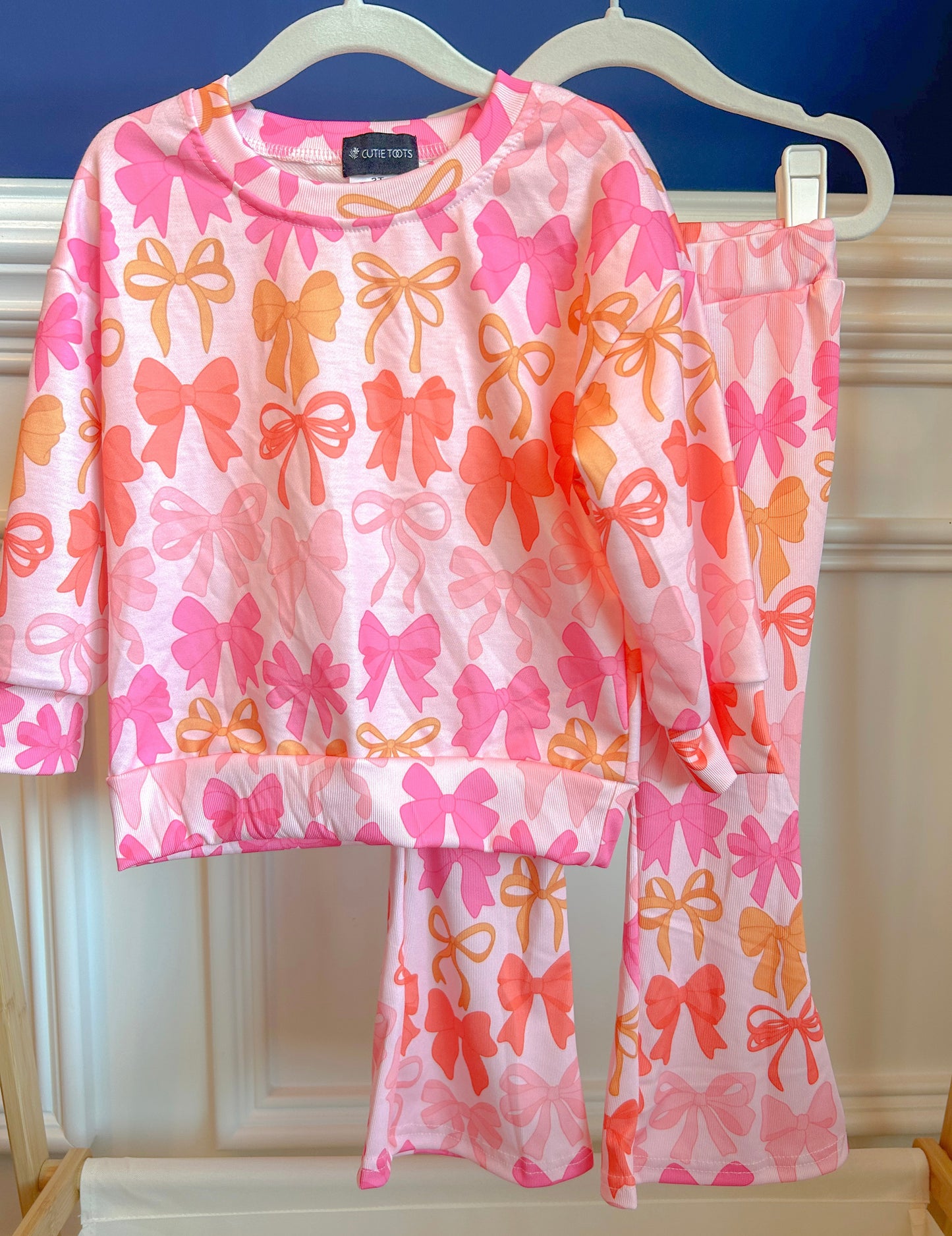 Pink Bows Flare Pant set
