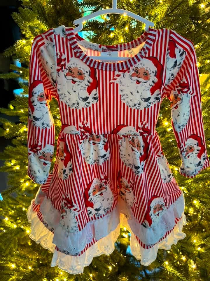 Preorder - Classic Santa red stripe dress  - Ships Sept