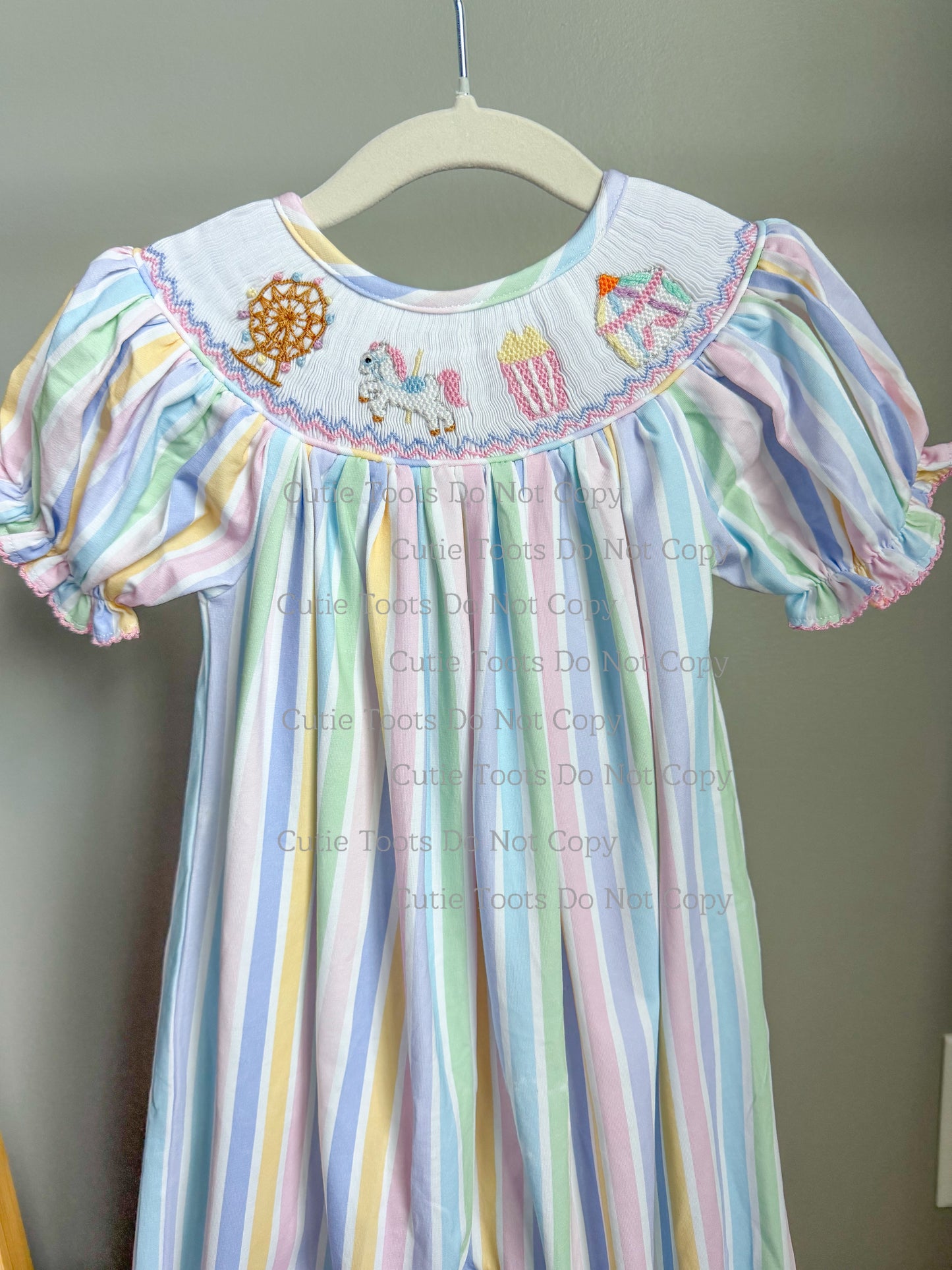 Hand Smocked Pastel Fair Pant Romper
