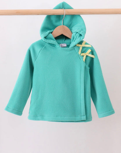 Turquoise Fleece Bow Coat