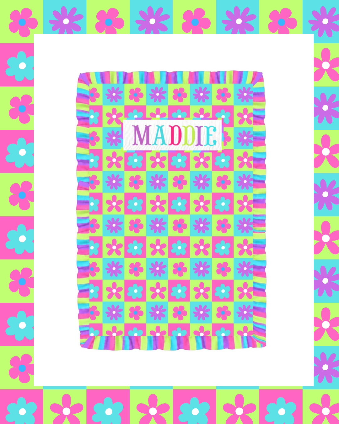 Preorder - Hand Smocked Checkered Flower Towel