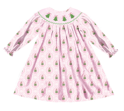 Preorder - Hand Smocked Pink Tree with Pearls / Ships early Oct