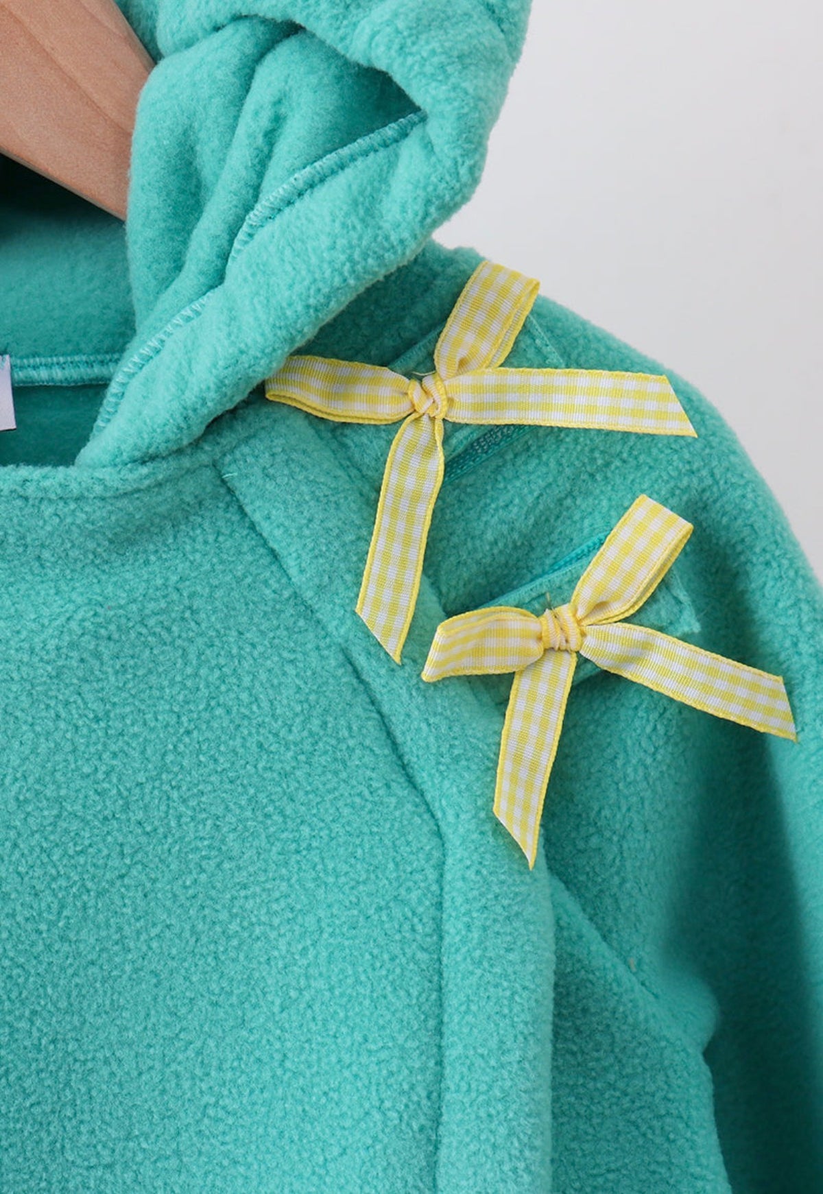Turquoise Fleece Bow Coat