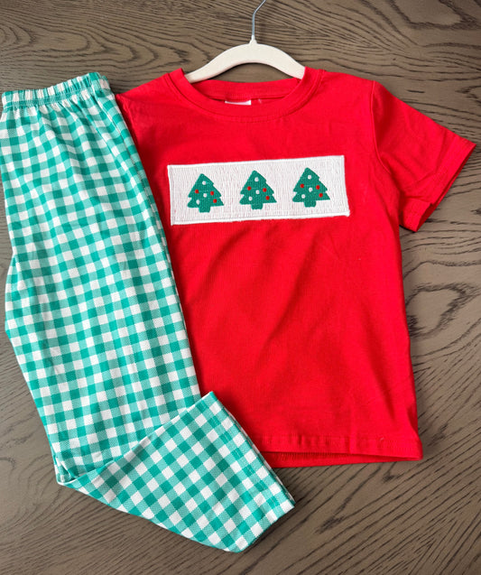 Boys Christmas Tree Pant Set