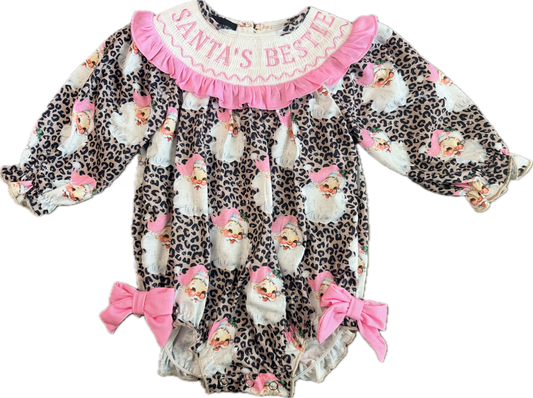 SANTA'S BESTIE Pink Leopard Santa Bubble