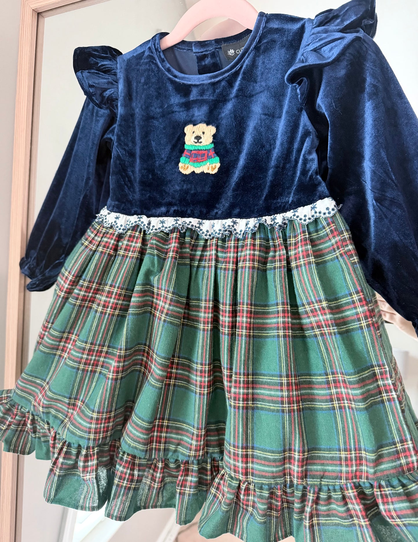 Hand Embroidered Winter Teddy Bear Dress