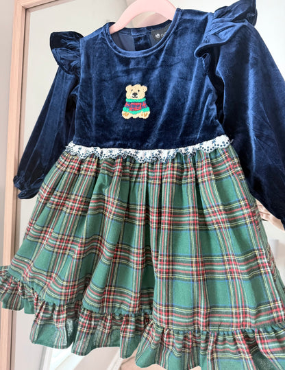 Hand Embroidered Winter Teddy Bear Dress
