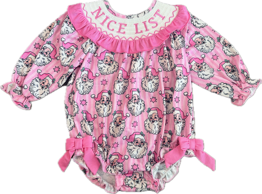 NICE LIST Pink Santa Bubble