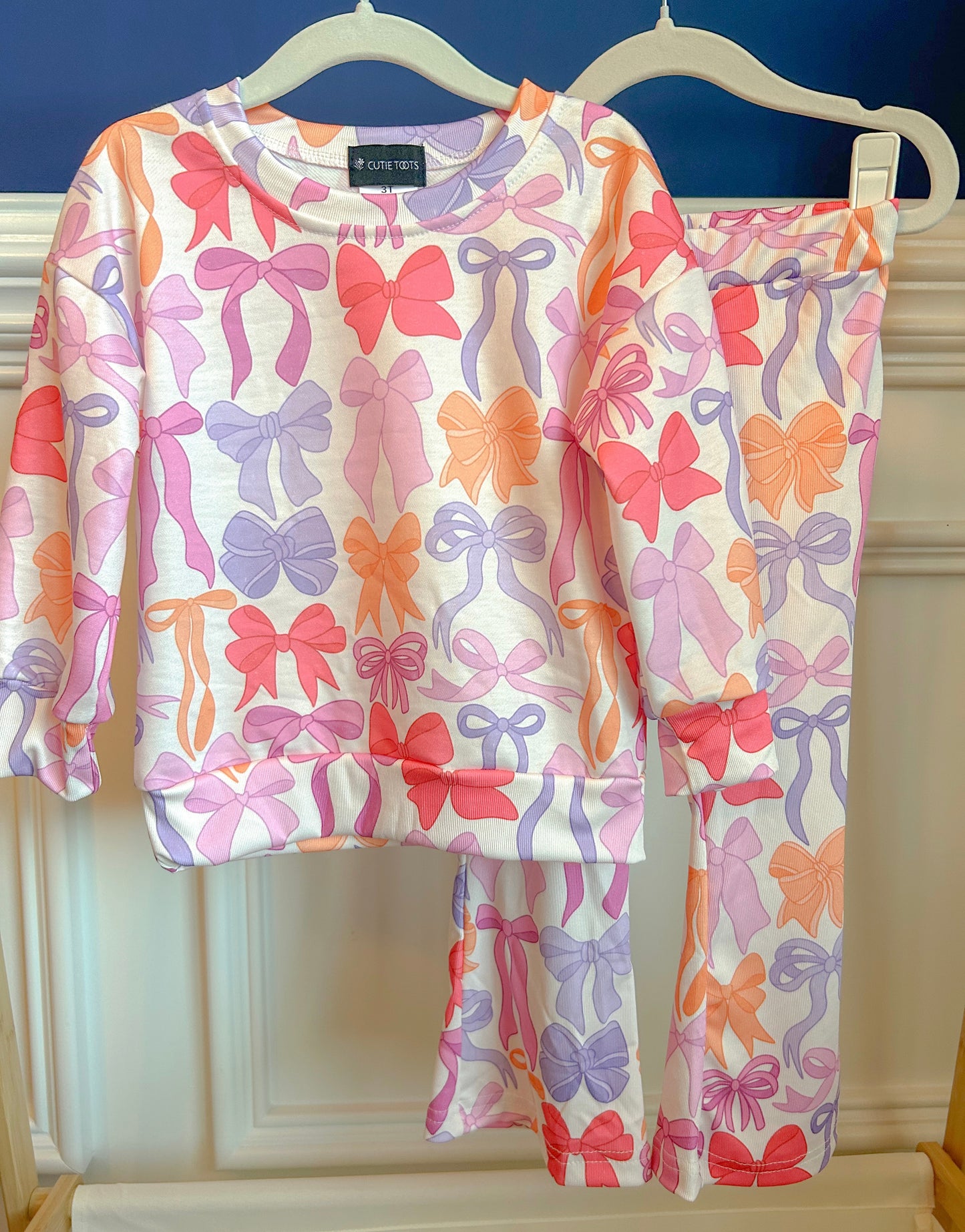 Purple and Orange Bows Flare Pant set
