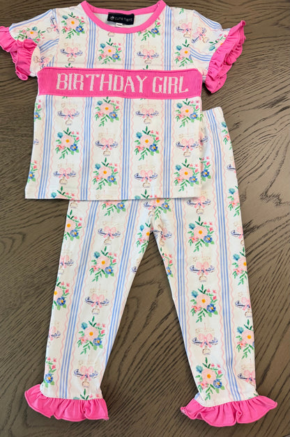 Hand Smocked BIRTHDAY GIRL ruffle lounge