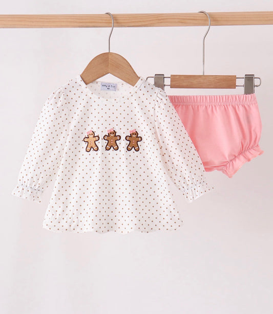 Polka Dot Embroidered Diaper Set