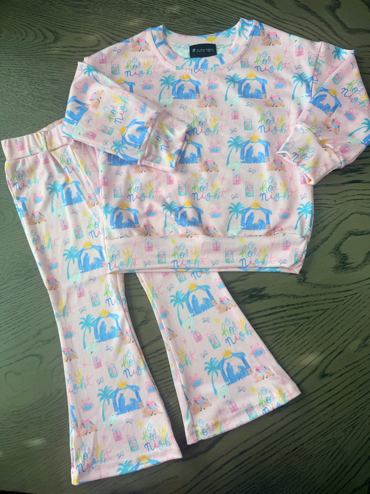 Pink Holy Night Nativity Flare Pant Set