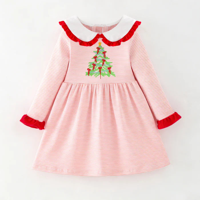Pink and red Christmas tree dress