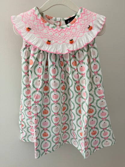 Hand Smocked Grandmillennial Pink Pumpkin Dress