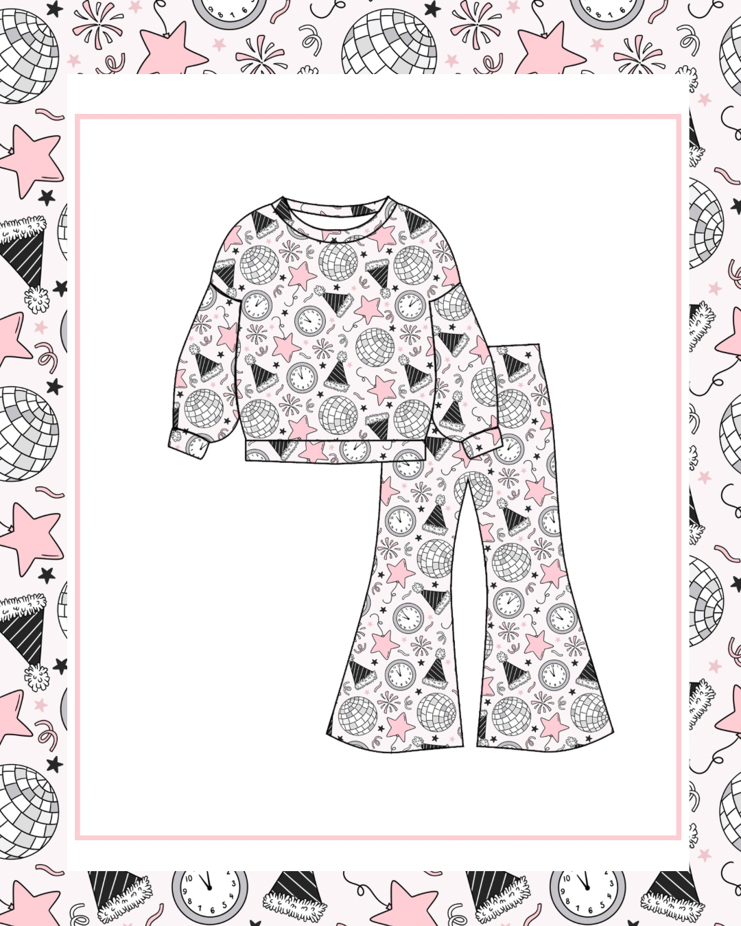 Preorder / Happy New Year Flare Pant Set - Ships late November