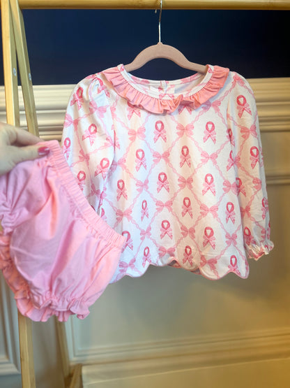 Bow back ribbon awareness diaper set