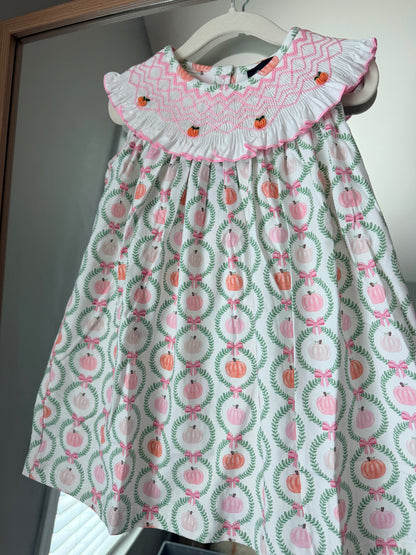 Hand Smocked Grandmillennial Pink Pumpkin Dress