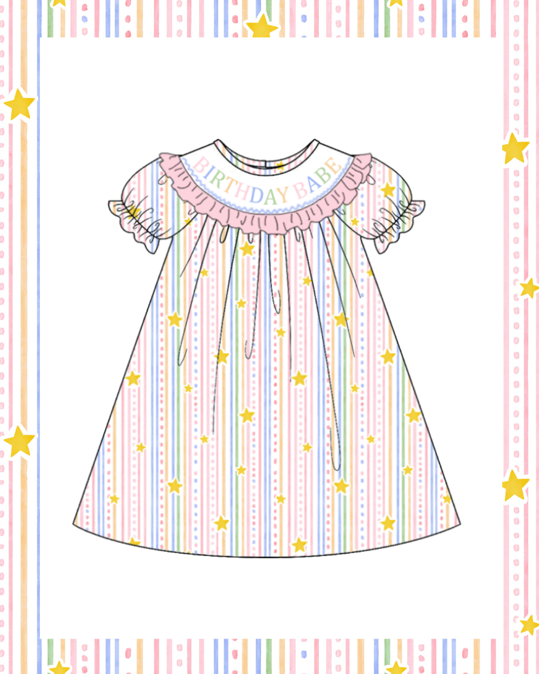 Preorder - Pastel Stripe Star Dress - Ships late Jan/early Feb