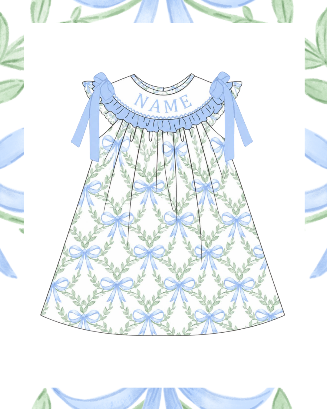 Preorder - Blue Floral Grandmillennial Dress - Ships late Jan/early Feb