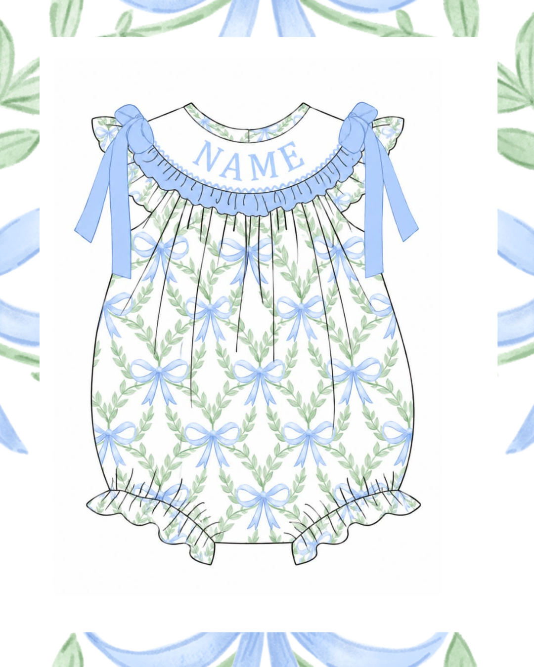 Preorder - Blue Floral Grandmillennial Bubble - Ships late Jan/early Feb