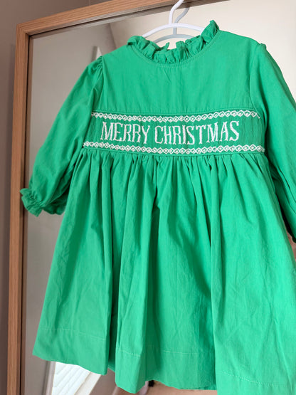 Green MERRY CHRISTMAS Pearl Dress