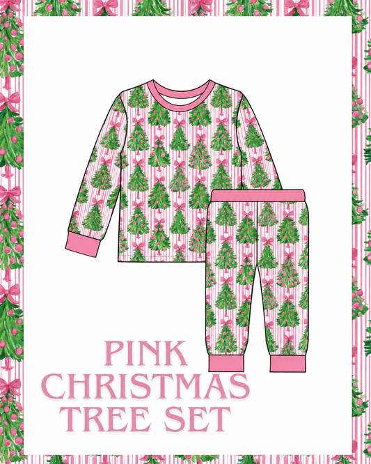 Preorder - Pink Christmas Tree Bamboo Set / Ships October
